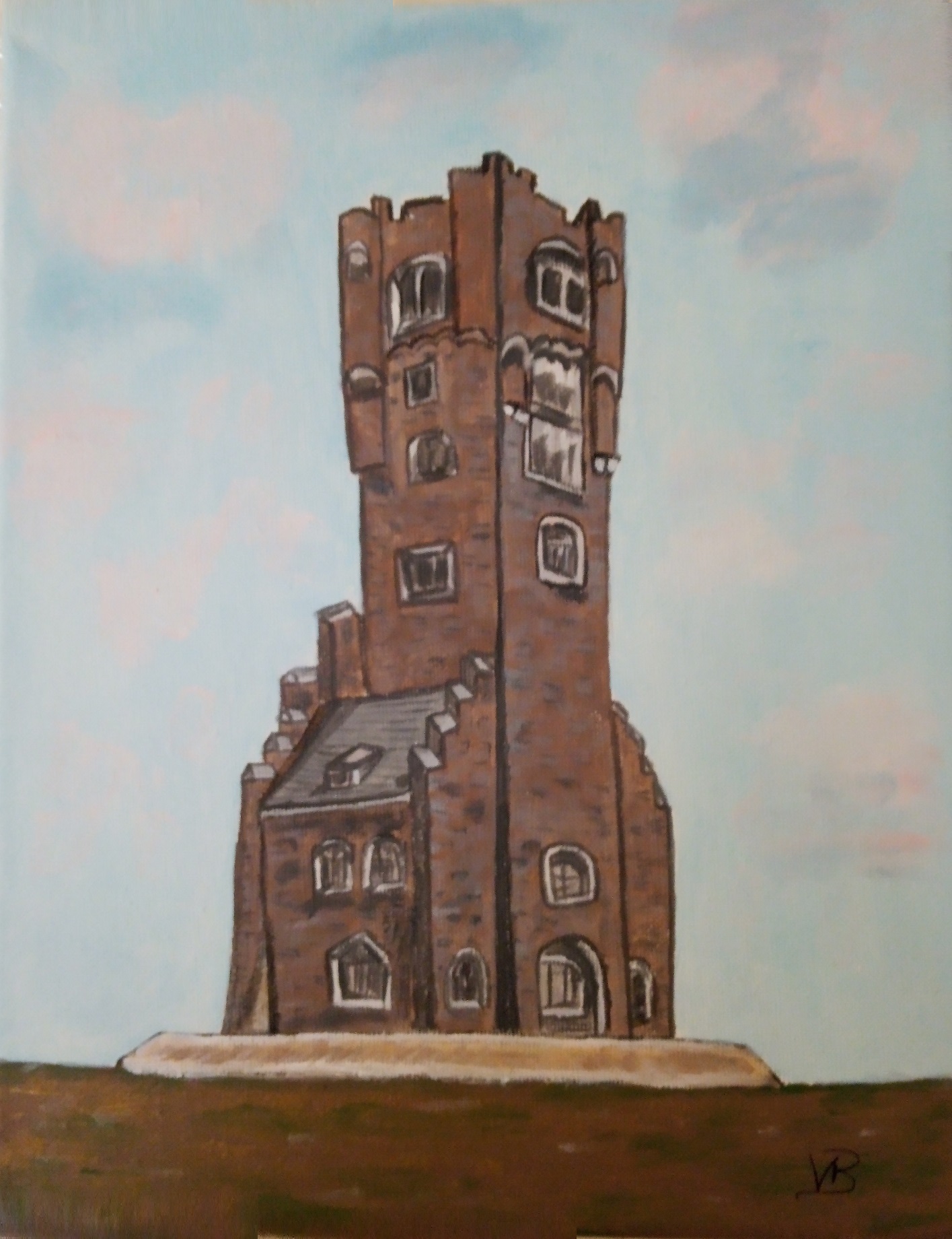 Acryl Altvater Turm Höhe 30cm x Breite 24cm