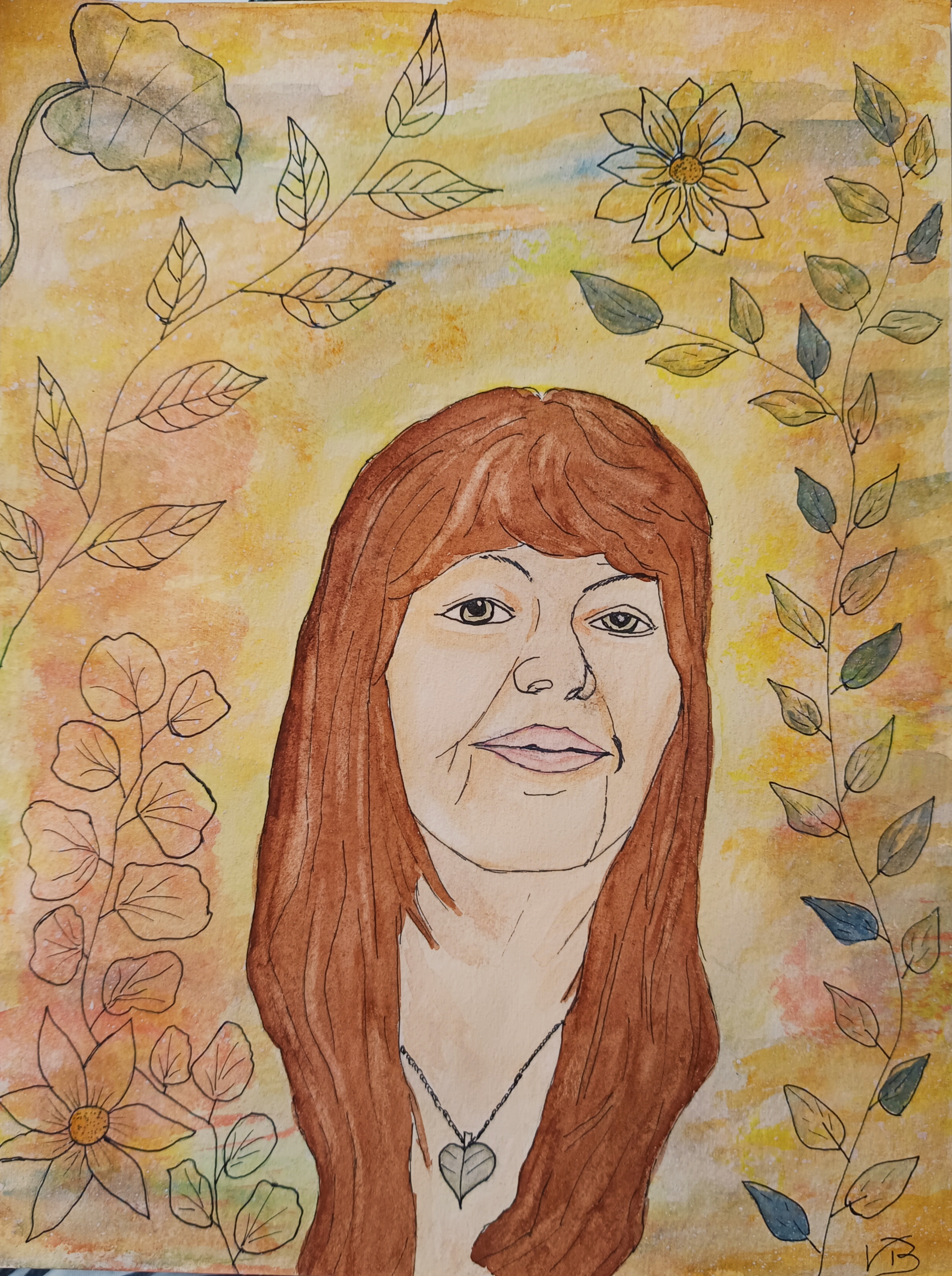 Portrait Aquarell - Letzter Tag mit langen Haaren Höhe 30cm x Breite 24cm