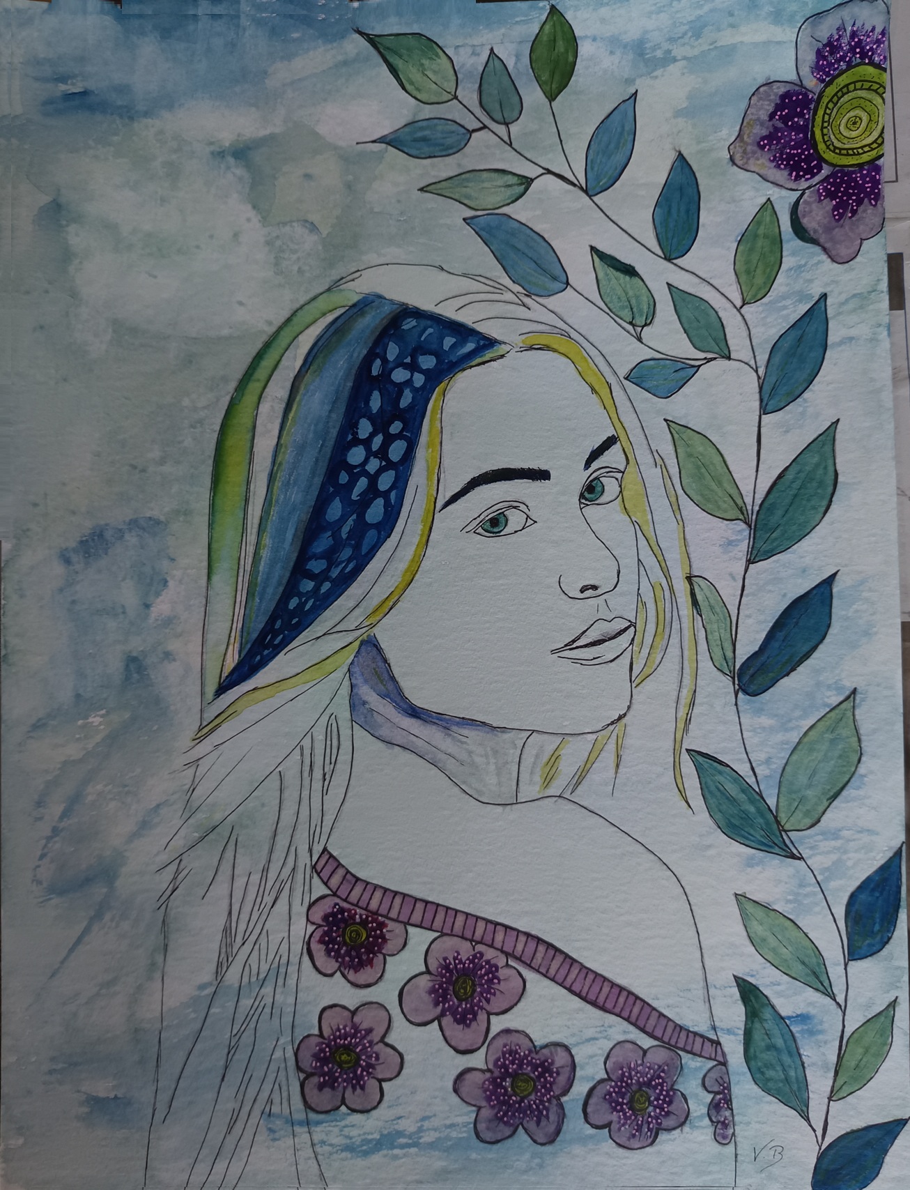 Portrait Aquarell Höhe 30cm x Breite 24cm