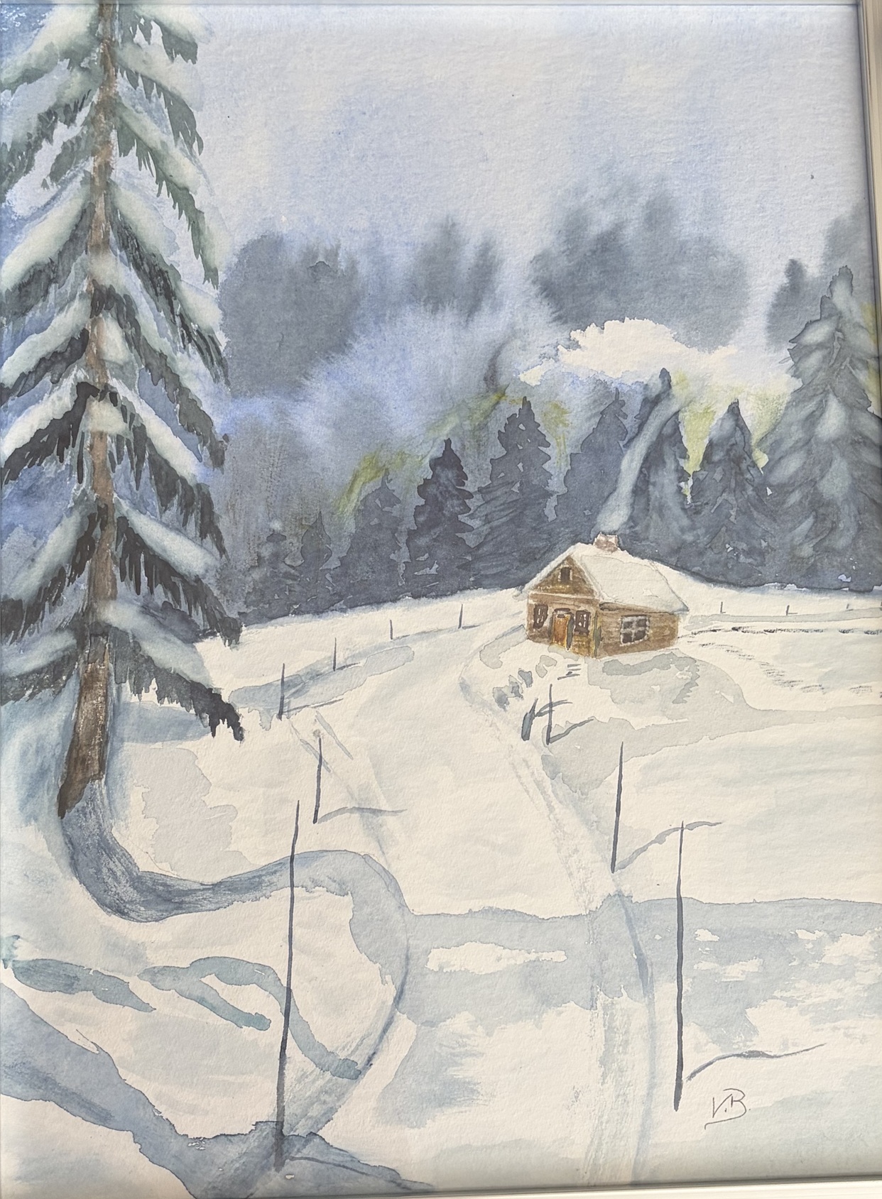 Aquarel Winterlandschaft H&ouml;he 30cm x Breite 40cm