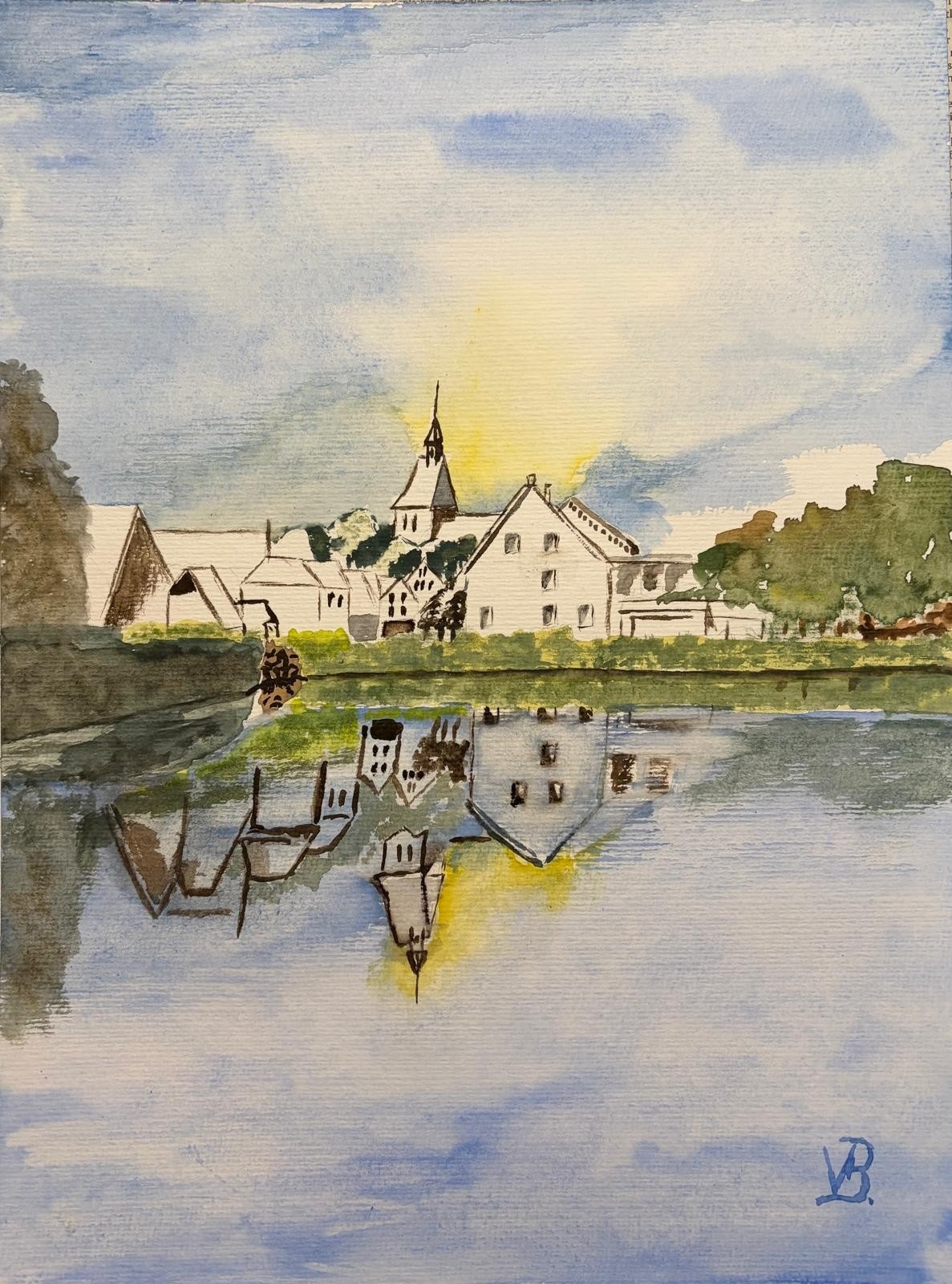 Aquarel Spiegelung im See H&ouml;he 40cm x Breite 30cm