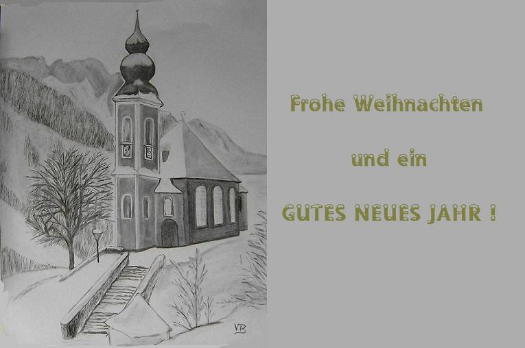 Kohlezeichnung Weihnachtskarte Höhe 14,8cm x Breite 10,5cm