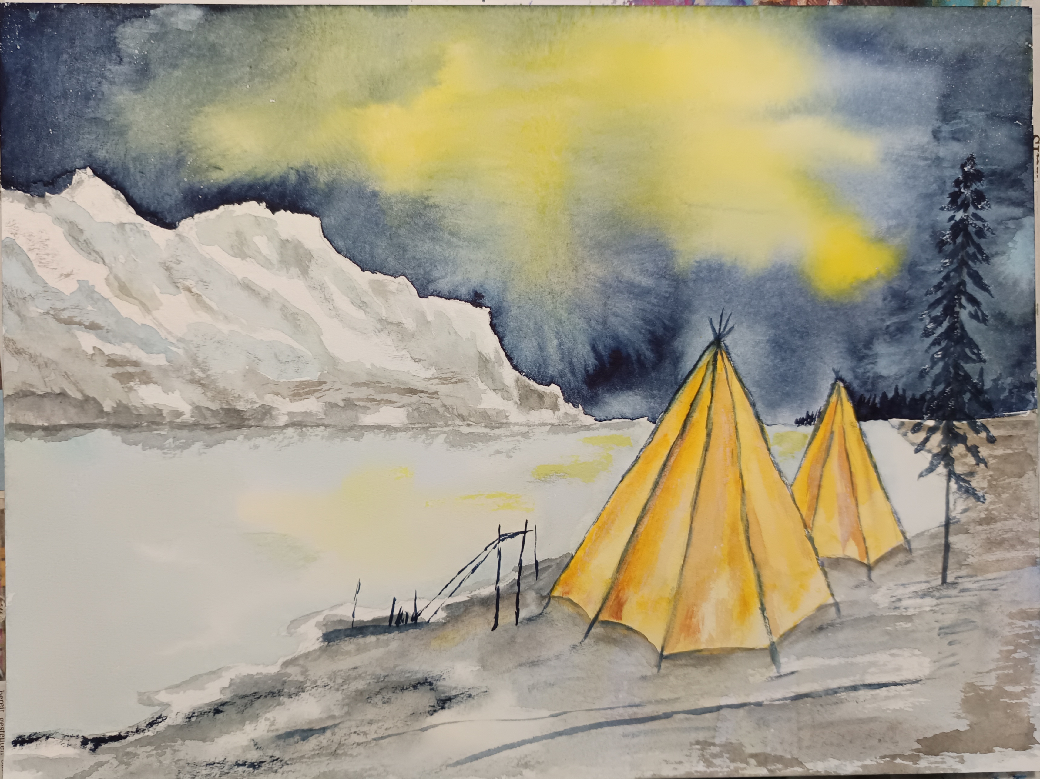 Aquarel Polarlichter H&ouml;he 30cm x Breite 40cm