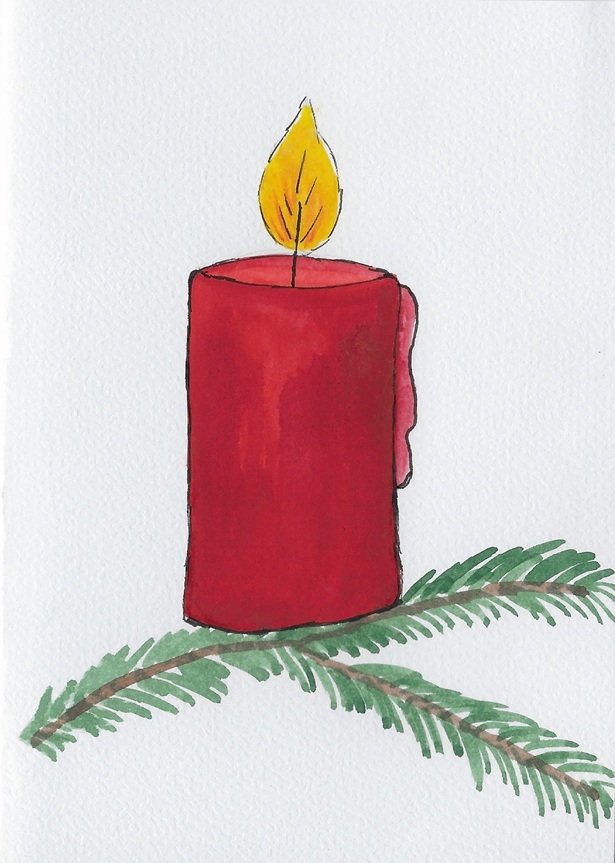 Aquarell Weihnachtskarte Höhe 14,8cm x Breite 10,5cm