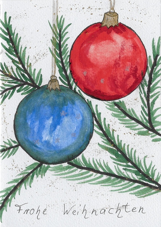 Aquarell Weihnachtskarte Höhe 14,8cm x Breite 10,5cm