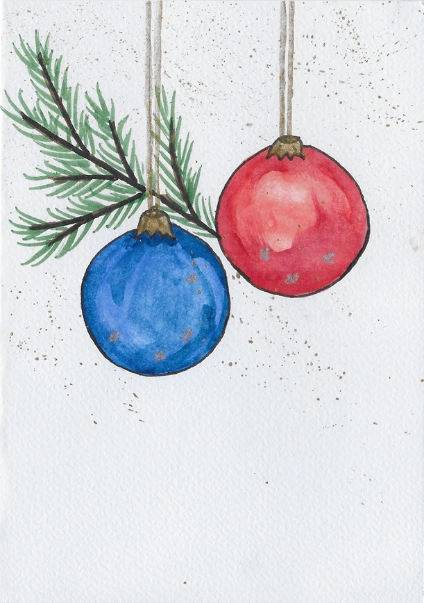 Aquarell Weihnachtskarte Höhe 14,8cm x Breite 10,5cm