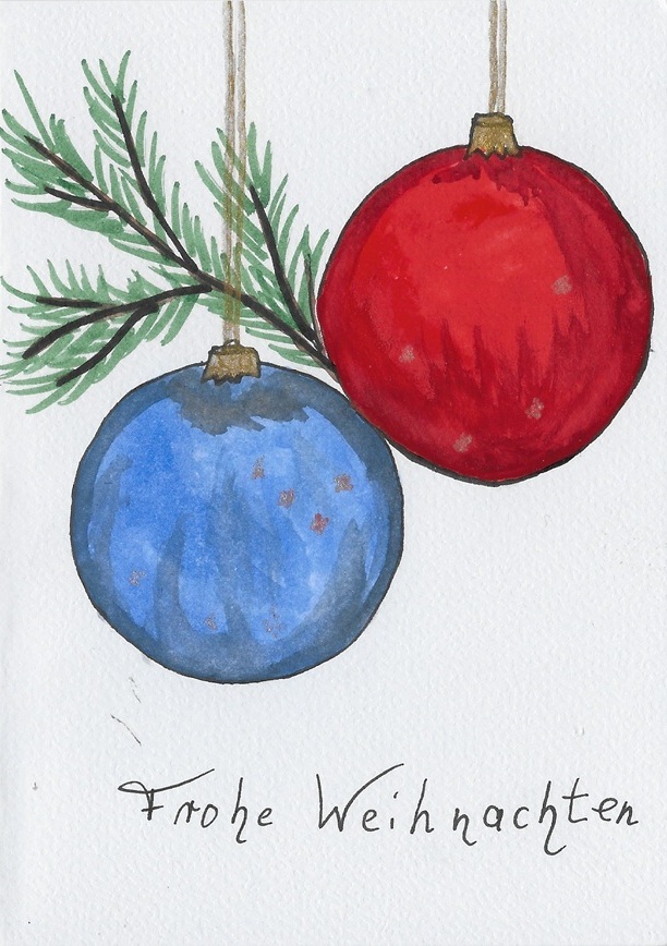 Aquarell Weihnachtskarte Höhe 14,8cm x Breite 10,5cm