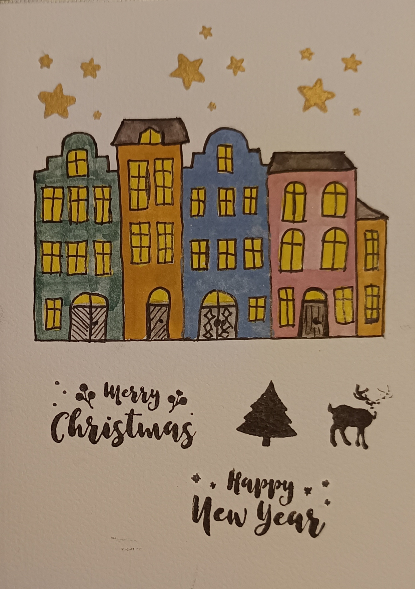 Aquarell Weihnachtskarte Höhe 14,8cm x Breite 10,5cm